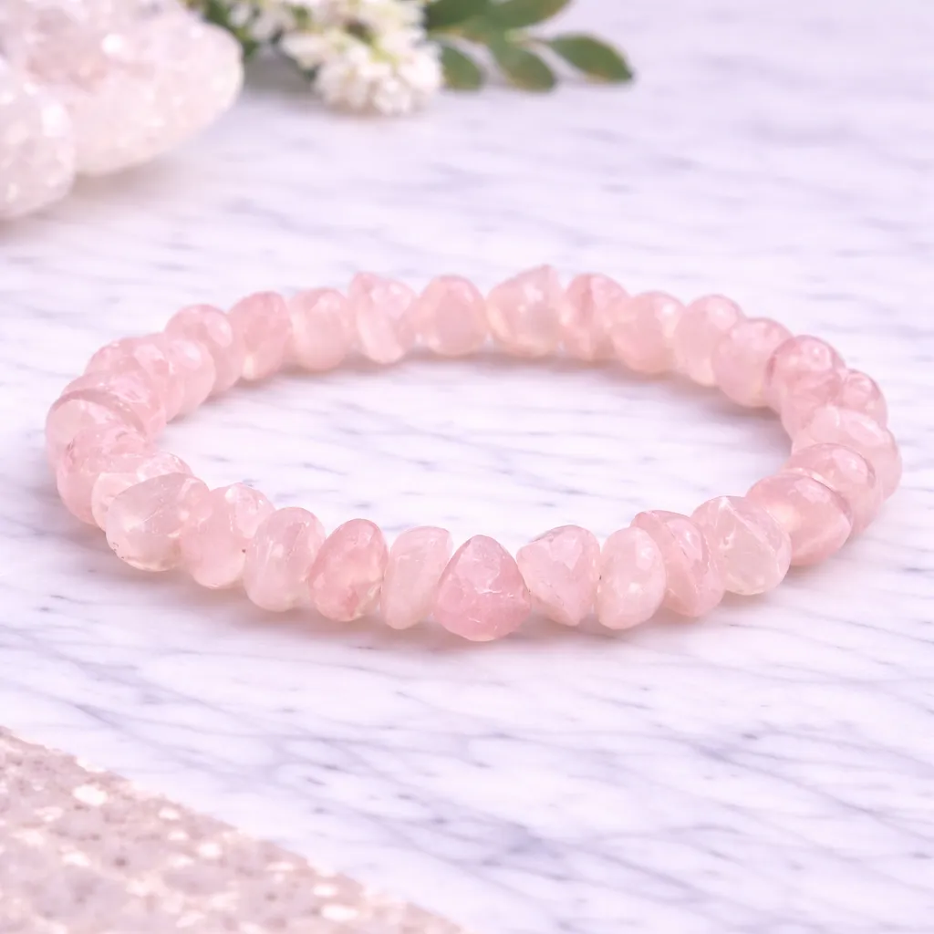 Rose Quartz Raw Beads Bracelet